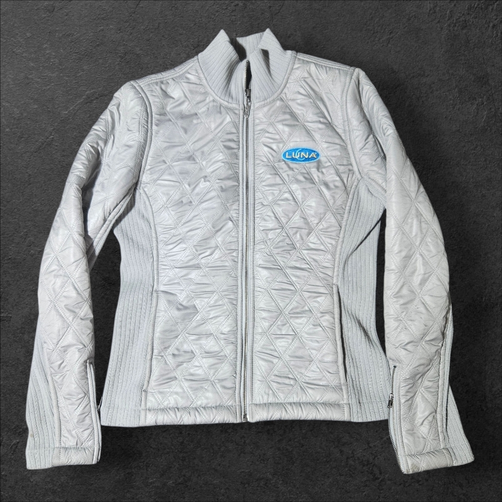 Prana Sherpa Lined Quilted Puffer Diva Zip Mock Jacket Ribbed Side Size S "LUNA" - Picture 2 of 16